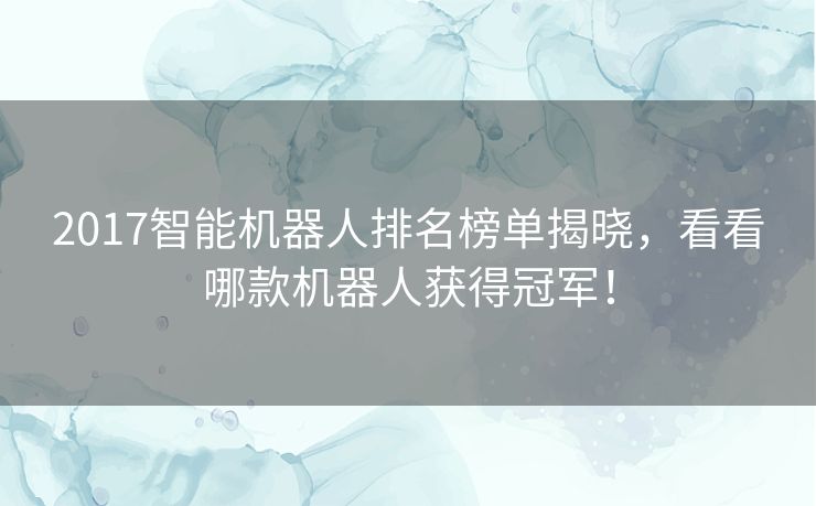 2017智能机器人排名榜单揭晓，看看哪款机器人获得冠军！