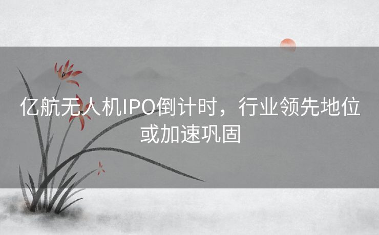 亿航无人机IPO倒计时，行业领先地位或加速巩固
