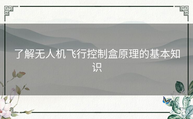 了解无人机飞行控制盒原理的基本知识