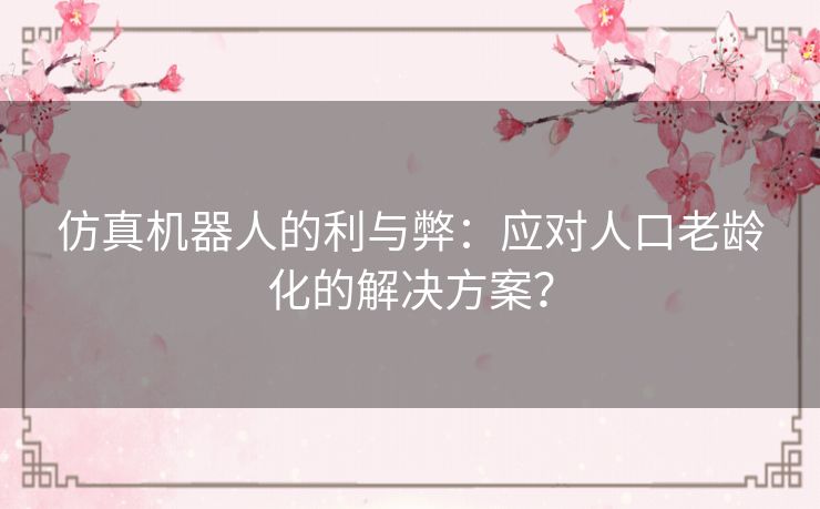 仿真机器人的利与弊：应对人口老龄化的解决方案？