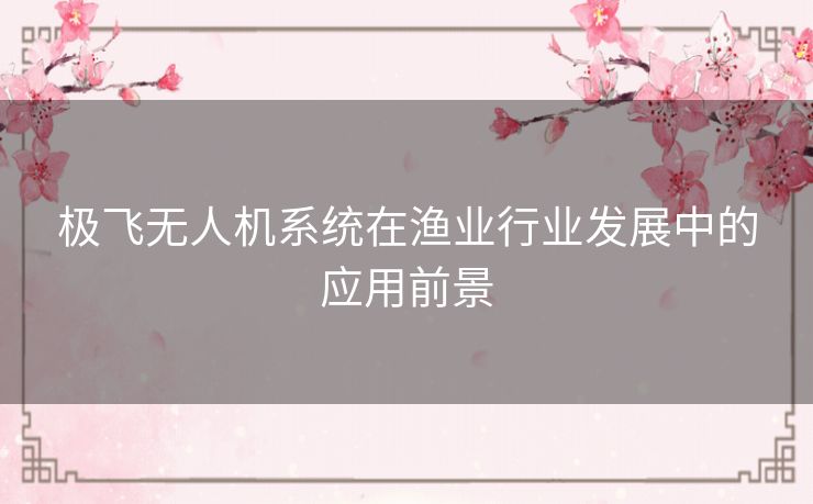 极飞无人机系统在渔业行业发展中的应用前景