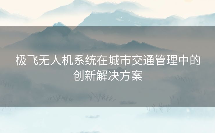 极飞无人机系统在城市交通管理中的创新解决方案