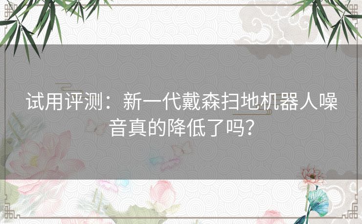 试用评测：新一代戴森扫地机器人噪音真的降低了吗？