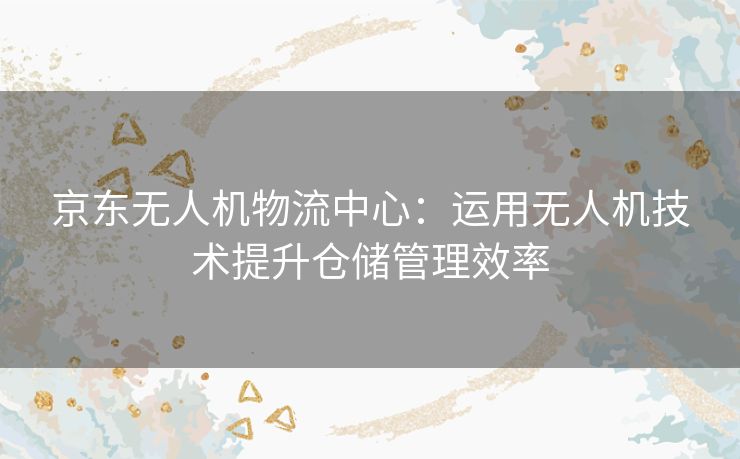 京东无人机物流中心：运用无人机技术提升仓储管理效率