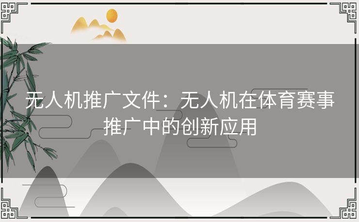 无人机推广文件：无人机在体育赛事推广中的创新应用
