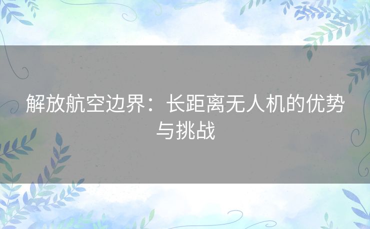 解放航空边界：长距离无人机的优势与挑战
