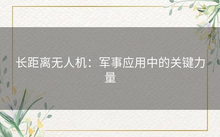 长距离无人机：军事应用中的关键力量