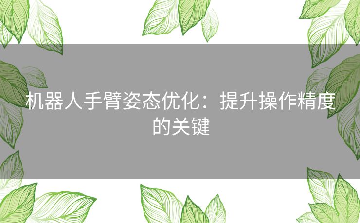 机器人手臂姿态优化：提升操作精度的关键