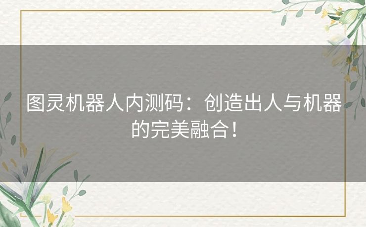 图灵机器人内测码：创造出人与机器的完美融合！