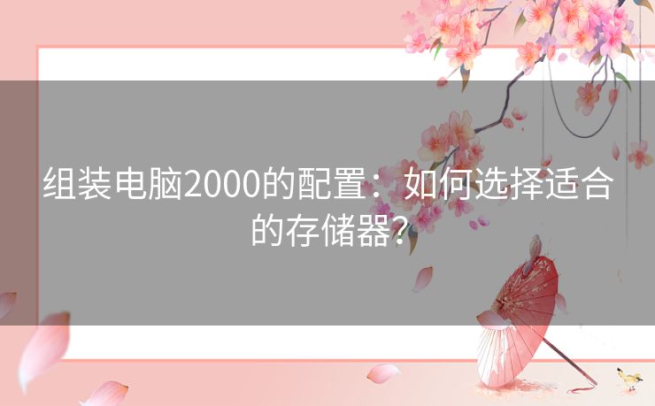 组装电脑2000的配置：如何选择适合的存储器？