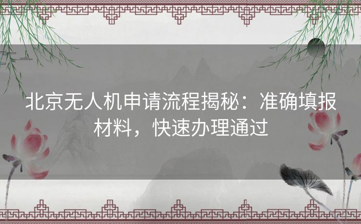 北京无人机申请流程揭秘：准确填报材料，快速办理通过