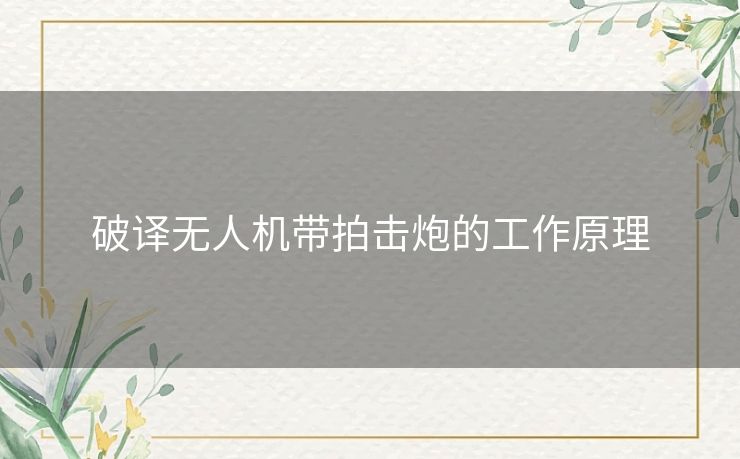 破译无人机带拍击炮的工作原理