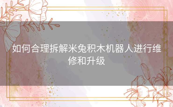 如何合理拆解米兔积木机器人进行维修和升级