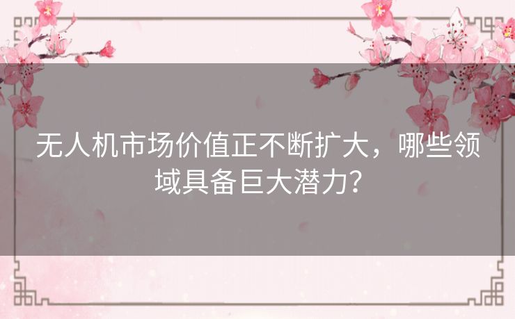 无人机市场价值正不断扩大，哪些领域具备巨大潜力？