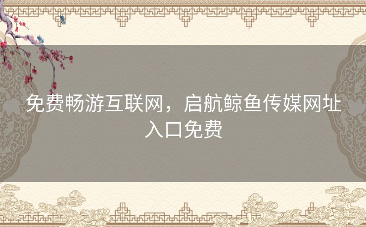 免费畅游互联网，启航鲸鱼传媒网址入口免费