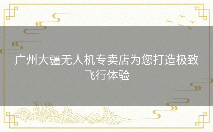 广州大疆无人机专卖店为您打造极致飞行体验