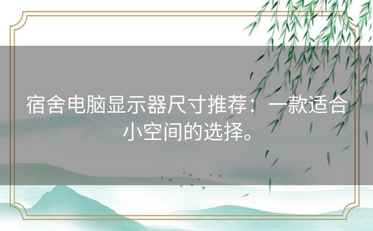 宿舍电脑显示器尺寸推荐：一款适合小空间的选择。