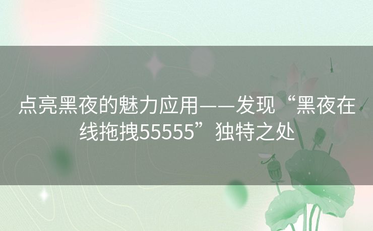 点亮黑夜的魅力应用——发现“黑夜在线拖拽55555”独特之处