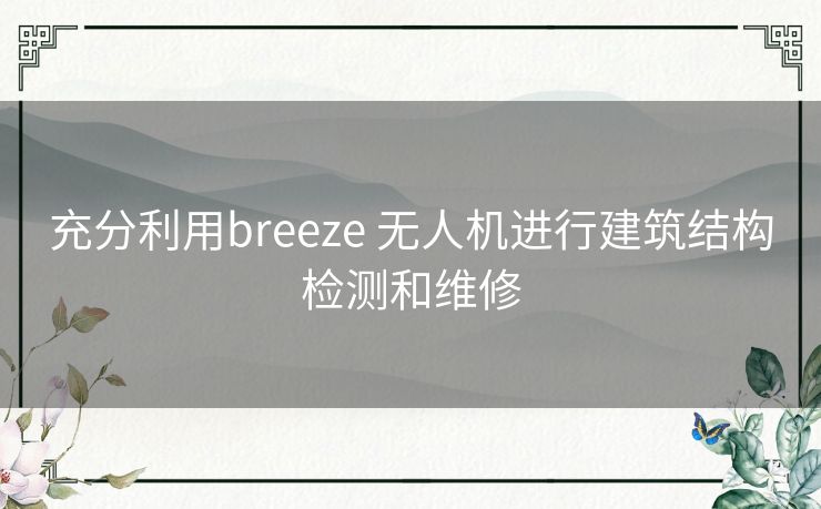 充分利用breeze 无人机进行建筑结构检测和维修