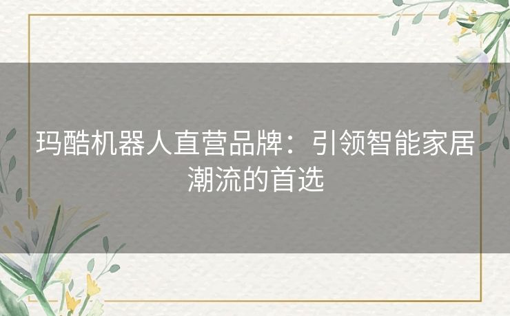 玛酷机器人直营品牌：引领智能家居潮流的首选