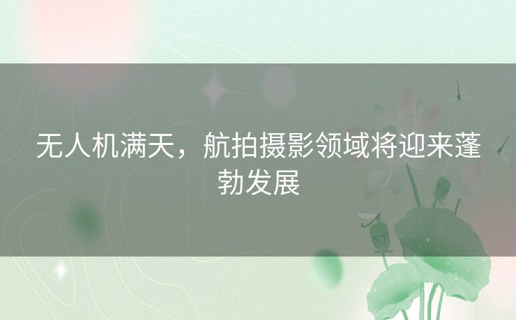 无人机满天，航拍摄影领域将迎来蓬勃发展