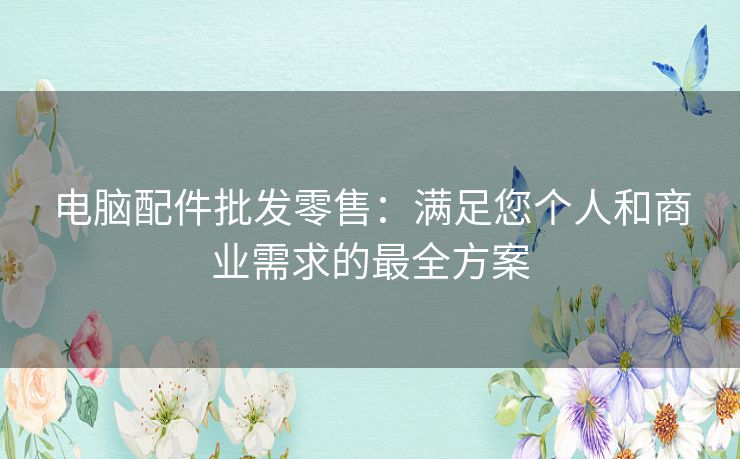 电脑配件批发零售：满足您个人和商业需求的最全方案