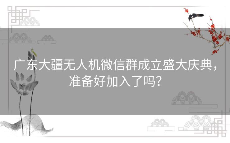 广东大疆无人机微信群成立盛大庆典，准备好加入了吗？