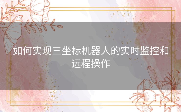 如何实现三坐标机器人的实时监控和远程操作