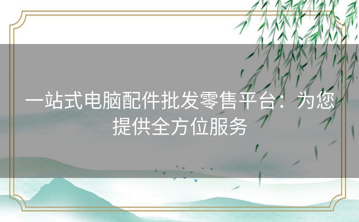 一站式电脑配件批发零售平台：为您提供全方位服务