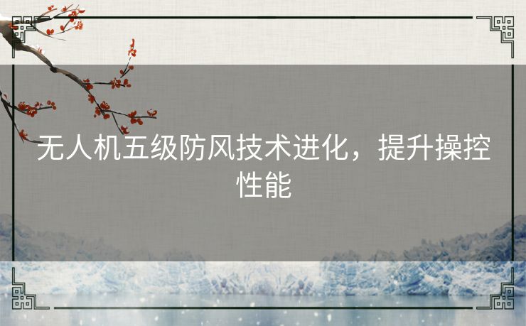 无人机五级防风技术进化，提升操控性能