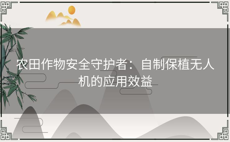 农田作物安全守护者：自制保植无人机的应用效益
