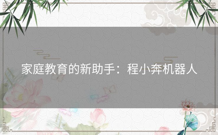 家庭教育的新助手：程小奔机器人
