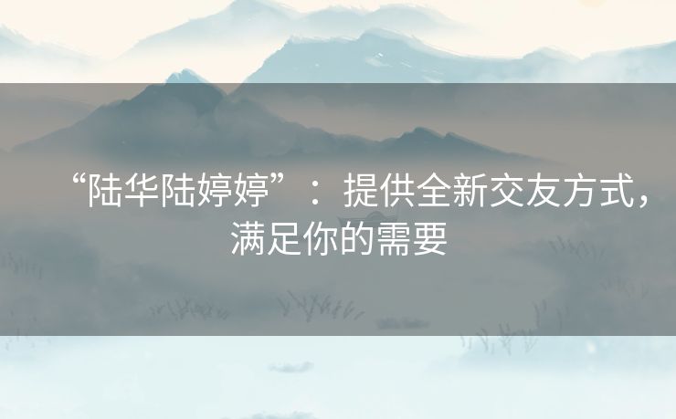 “陆华陆婷婷”：提供全新交友方式，满足你的需要