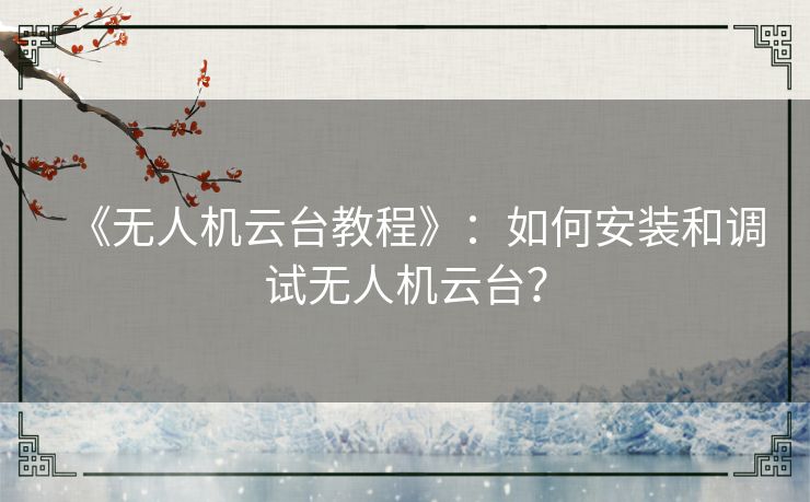 《无人机云台教程》：如何安装和调试无人机云台？