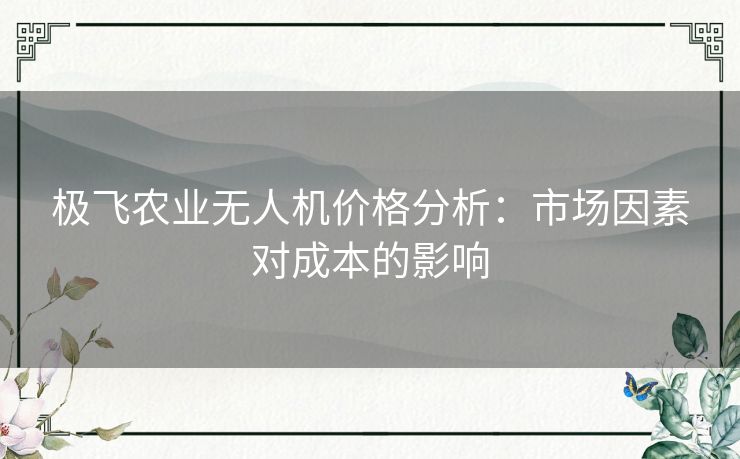 极飞农业无人机价格分析：市场因素对成本的影响