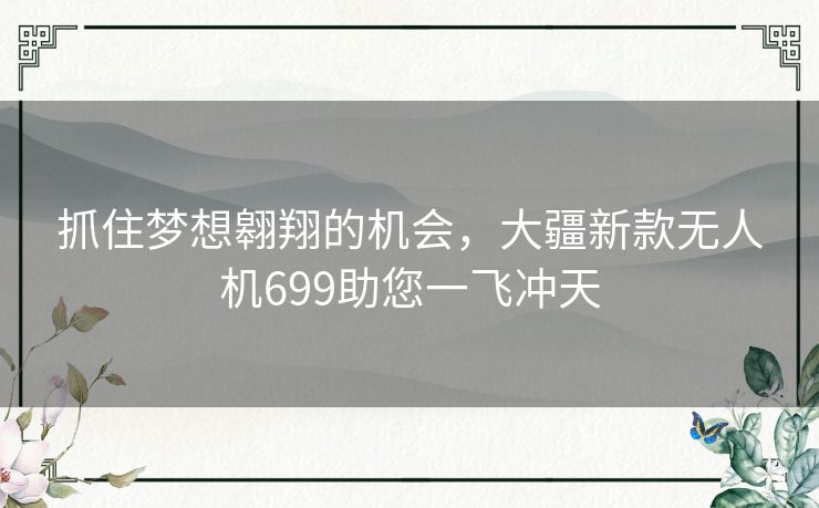 抓住梦想翱翔的机会，大疆新款无人机699助您一飞冲天