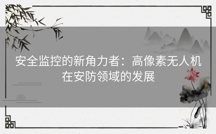 安全监控的新角力者：高像素无人机在安防领域的发展