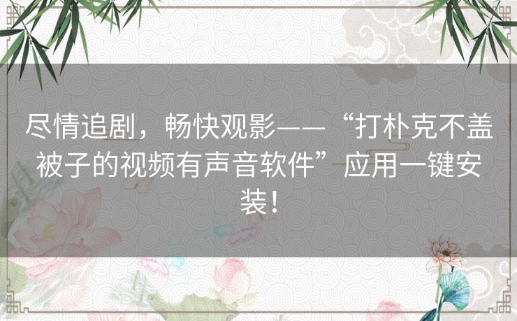 尽情追剧，畅快观影——“打朴克不盖被子的视频有声音软件”应用一键安装！