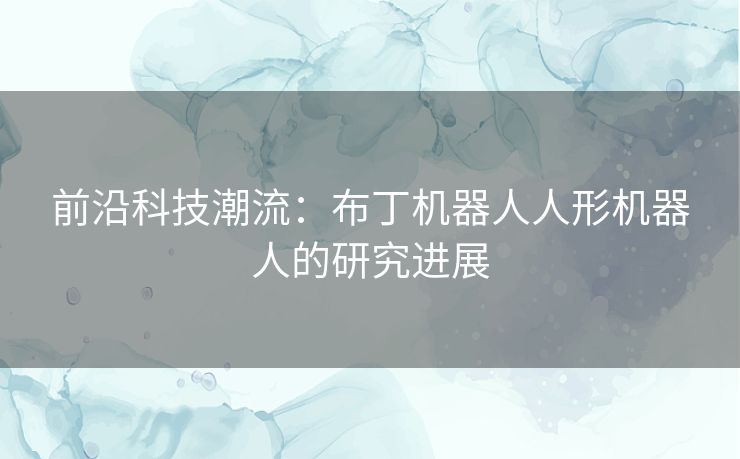 前沿科技潮流：布丁机器人人形机器人的研究进展