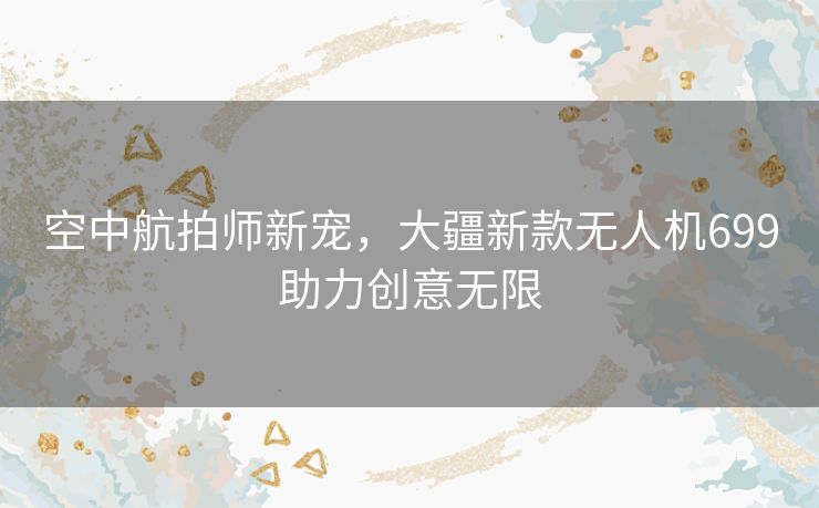 空中航拍师新宠，大疆新款无人机699助力创意无限