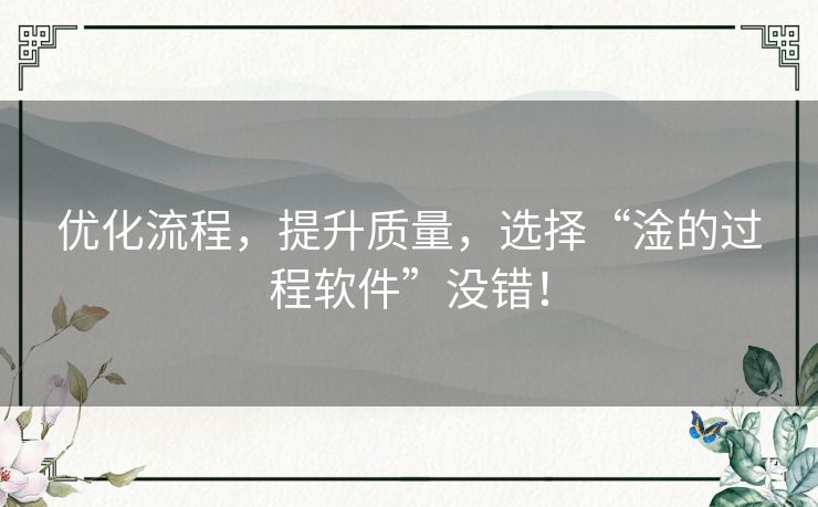 优化流程，提升质量，选择“淦的过程软件”没错！
