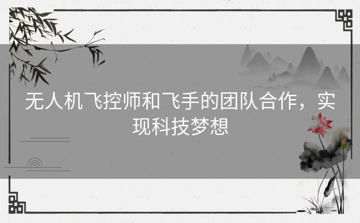 无人机飞控师和飞手的团队合作，实现科技梦想