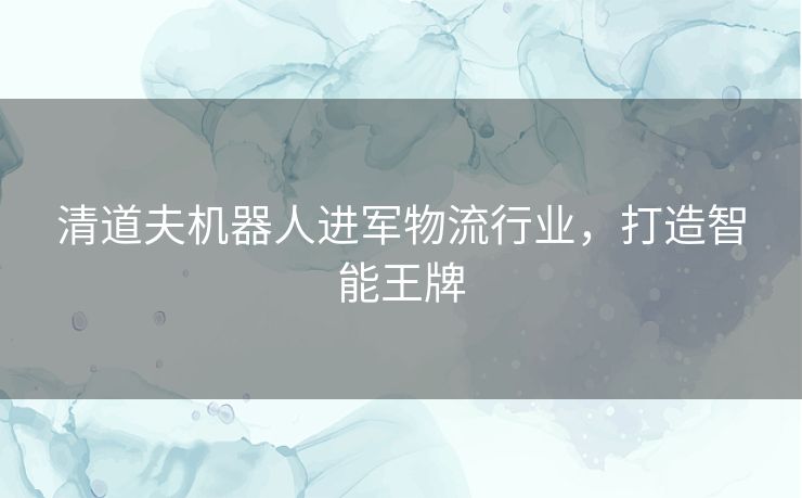清道夫机器人进军物流行业，打造智能王牌