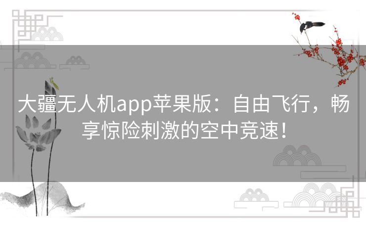 大疆无人机app苹果版：自由飞行，畅享惊险刺激的空中竞速！