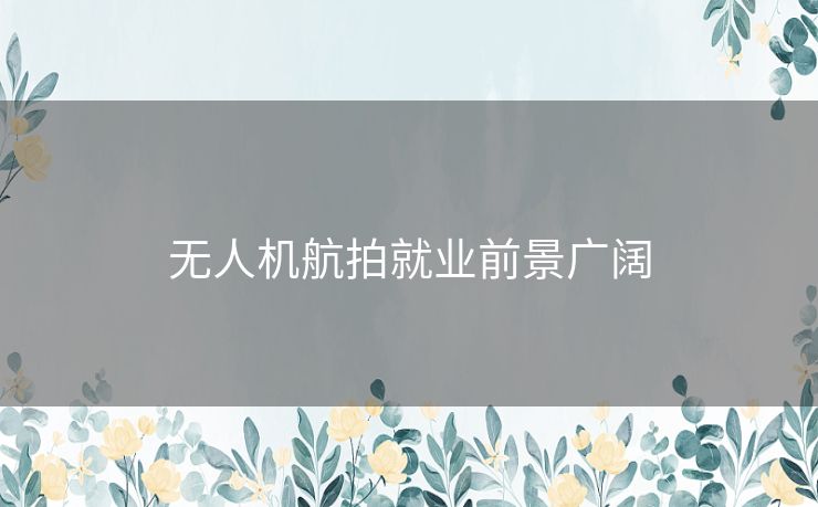 无人机航拍就业前景广阔