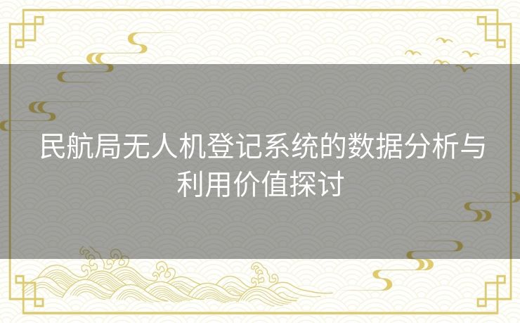 民航局无人机登记系统的数据分析与利用价值探讨
