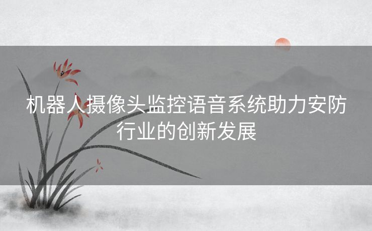 机器人摄像头监控语音系统助力安防行业的创新发展