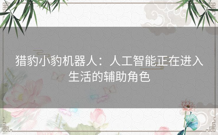 猎豹小豹机器人：人工智能正在进入生活的辅助角色
