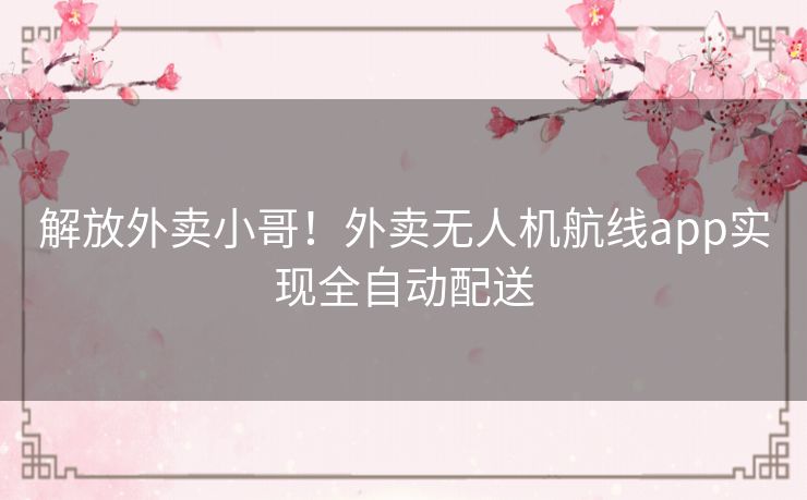 解放外卖小哥！外卖无人机航线app实现全自动配送