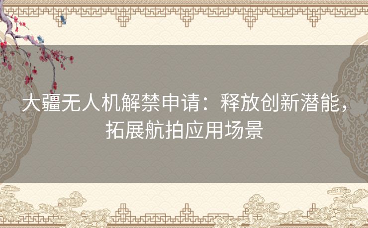 大疆无人机解禁申请：释放创新潜能，拓展航拍应用场景